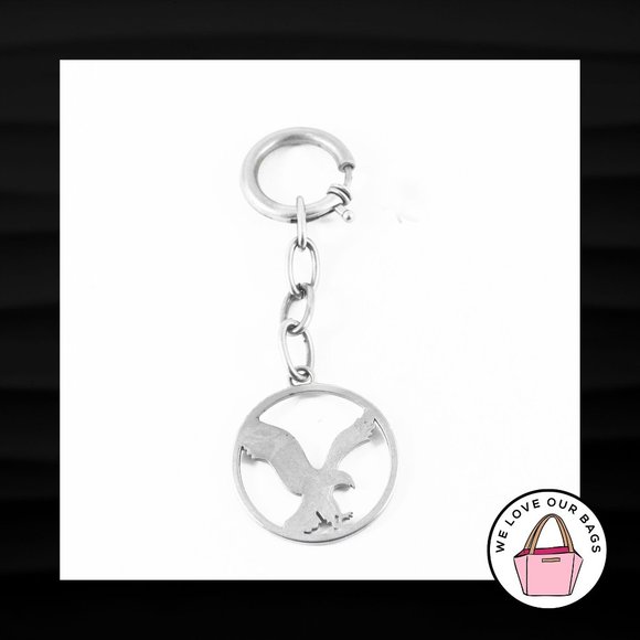 AMERICAN EAGLE SILVER METAL DISC TRIGGER KEY RING KEY FOB BAG CHARM KEYCHAIN TAG - Picture 2 of 2